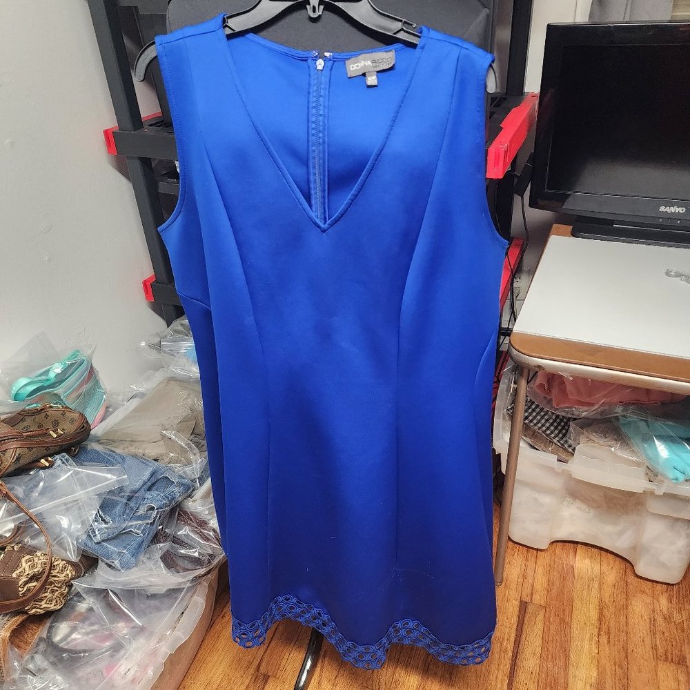 Donna Ricco Royal Blue Scuba Dress Polyester blend with Lace Detail Hem 16w